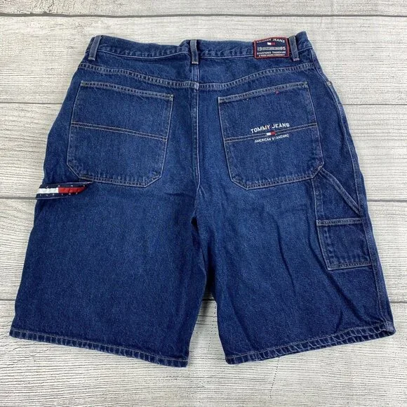 HOT Tommy Hilfiger Jean Cargo Shorts Men Size 40 Vintage